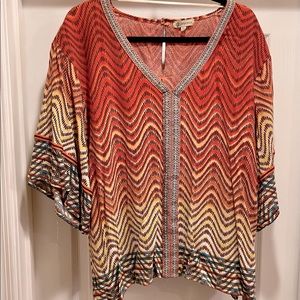 Democracy Boho-Style Top- Rust and Teal